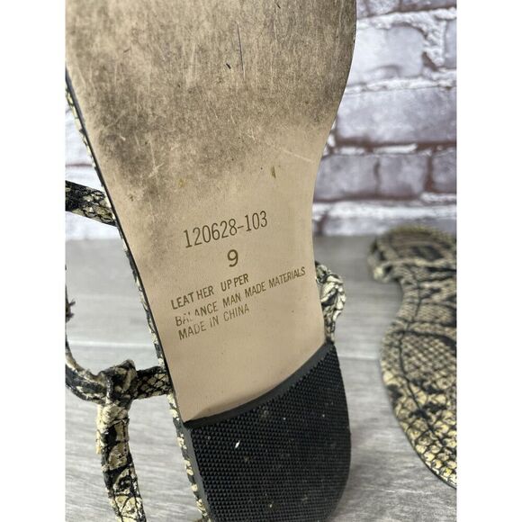 Collin Stuart Ivory Leather Snake Skin Print Strap Sandals Women’s Sz 9M US/40EU - Picture 4 of 16